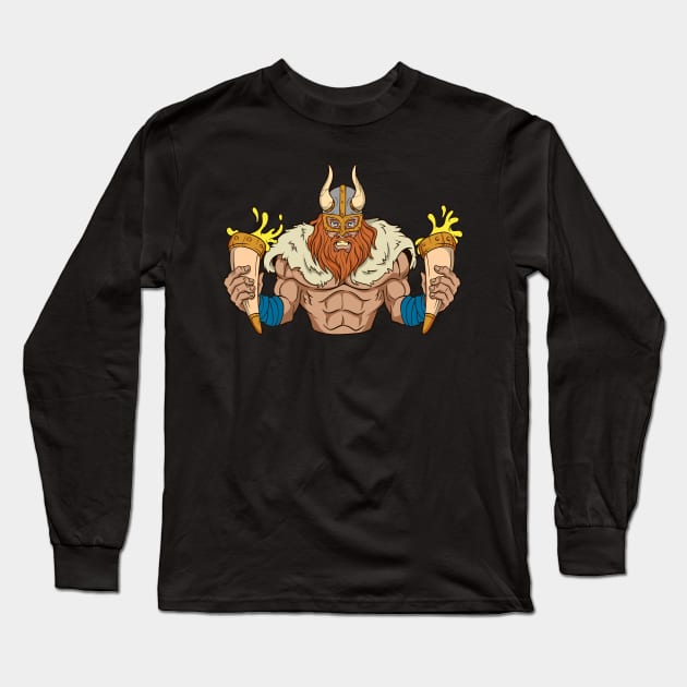 Vikings with drinking horns Long Sleeve T-Shirt by Modern Medieval Design